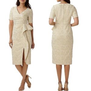 NWT AIDAN MATTOX V-Neck Short Sleeve Ruffled Sheath Dress Size 10